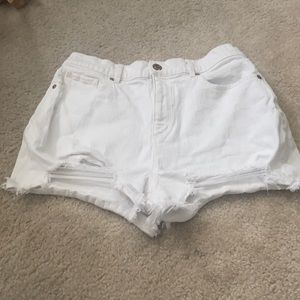 LOFT Distressed White Shorts